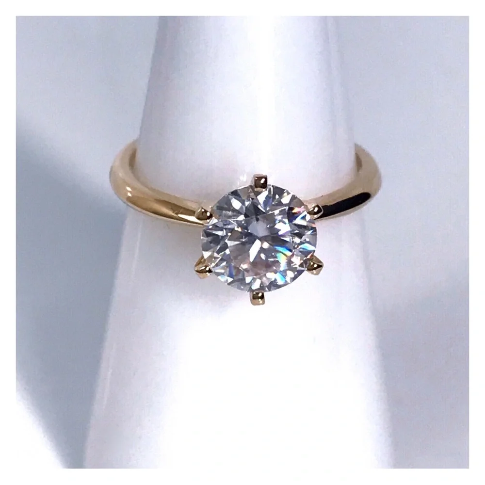 14KT 2 CARAT GENUINE MOISSANITE SOLID YELLOW GOLD SOLITAIRE RING NWOT - Picture 13 of 13